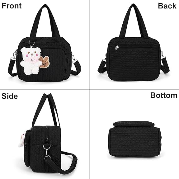 Lushandy Baby Diaper Bag Tote, Mom Bag Cute Crossbody Diaper Bags Baby Travel Bags for Girl Pañaleras Para Bebe (Black, Large) - Image 4