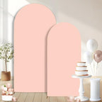 Peach Pink Arch Backdrop Covers Set of 2(7.2Ft, 6Ft), Spandex Fitted Chiara Arch Stand Covers Backdrops for Wedding Baby Shower Birthday Graduation Photo Booth Props(Only Cover) by CORNERLACE