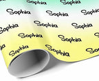 MyPupSocks Customized Name Wrapping Paper, Personalized Gradient Green White & Yellow Wrapping Paper Logo Text Gift Wrap Paper Roll 58x23 for Women Men Kids Boys Girls Baby Christmas 3 Rolls - Image 3
