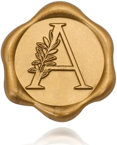 SWANGSA 200 Pack Letter A Wax Seal Stickers, Antique Gold Botanical Leaves Initial Alphabet Self-Adhesive Wax Stickers for Wedding Party Invitation Envelope - Image 3