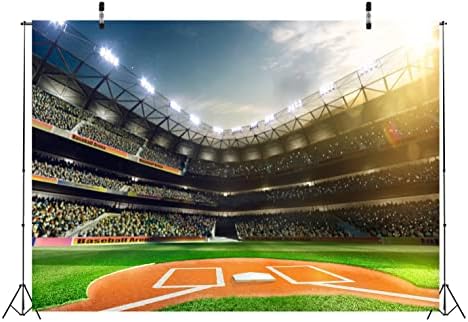 BELECO 12x8ft Fabric Baseball Backdrop Baseball Field Stadium Photography Backdrop for Baby Shower Birthday Party Decoration Sport Games Photo Background Props - Image 3