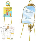 57"– 42" Height Adjustable Gold Easel Stand for Signs, Lockable at Any Height – 4 Hooks, 3 Display Modes, Easel with Design Templates – Ideal for Wedding Welcome Sign, Parties, Art & Retail Display by Furosa