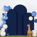 FANPROMS Arch Backdrop Cover Set of 3 Navy Blue Arch Covers 4FT 5FT 6FT Spandex Round Top Wedding Arch Covers Set Stretchy Chiara Backdrop Covering 2-Sided Arched Covers for Birthday Party Decoration by FANPROMS
