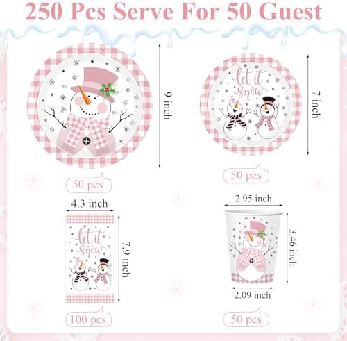 Funnymoom 250 Pcs Winter Snowman Party Decorations For Christmas - Image 3