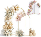 2 Pack Arch Backdrop Stand and Cover Sturdy 7.2FT ＆ 6FT Gold Metal Gold Metal Frame Balloon Arch Stand Set for Wedding Birthday Graduation Party Baby Shower Backdrop Decoration by JIXSDFFAY