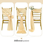 YMHPRIDE 60 PCS Champagne Satin Chair Sashes, 7x108 Inch Ties Chair Bows - Image 5