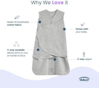 HALO 100% Cotton Sleepsack Swaddle, 3-Way Adjustable Wearable Blanket, TOG 1.5, Heather Grey, Small, 3-6 Months - Image 4