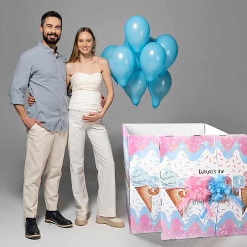 AmazingSpark 28in Giant Gender Reveal Gift Box Kit, What's the Scoop - Image 5