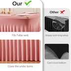 Wish Care 6 Pack Dusty Rose Spandex Table Clothes for 6 Foot Rectangle Tables, 6FT Wrinkle Free Fitted Tablecloths Ruffles Design Table Cloth for Party, Banquet, Wedding and Events - Image 7