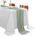 15 Pack Grey Green Cheesecloth Table Runner 9FT Rustic Sheer Table Runners 17x108 Inch Gauze Boho Runner for Wedding Bridal Baby Shower Birthday Party Table Decorations by Cupuamon