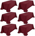 Showgeous 90x132 Inch Burgundy Rectangle Tablecloth 6 Pack Fit 8FT Table by Showgeous