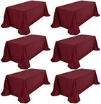 Showgeous 90x132 Inch Burgundy Rectangle Tablecloth 6 Pack Fit 8FT Table by Showgeous