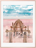 FLYJOE 18x24 Metal Picture Frame For Wall With Mat For 16x20, 18''x24'' Aluminum Photo Frames With Tempered Glass, Minimalist Modern Poster Frame Horizontal And Vertical Formats, Rose Gold by FLYJOE