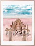 FLYJOE 18x24 Metal Picture Frame For Wall With Mat For 16x20, 18''x24'' Aluminum Photo Frames With Tempered Glass, Minimalist Modern Poster Frame Horizontal And Vertical Formats, Rose Gold by FLYJOE