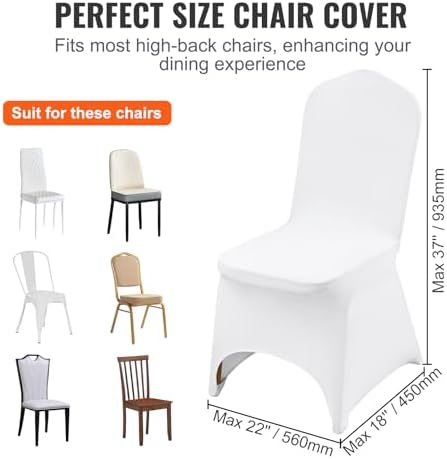 VEVOR 100 Pcs White Chair Covers Polyester Spandex Chair Cover Stretch Slipcovers for Wedding Party Dining Banquet Chair Decoration Covers - Image 3