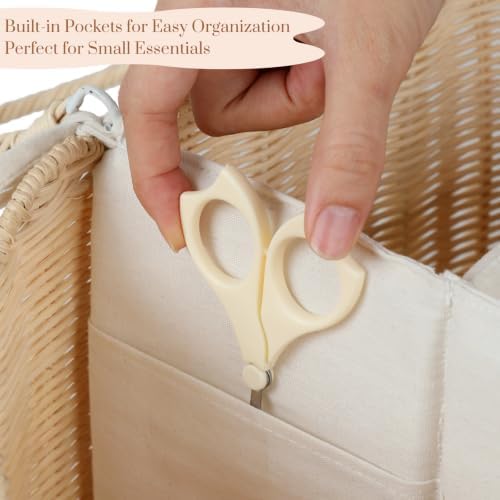 YANGQIHOME Diaper Caddy Organizer, Rattan Baby Basket, Scalloped Diaper Caddy - Image 7