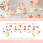 Costova Peach Baby Shower Decorations, A Sweet Little Peach Is on The Way Baby Shower Decorations, Peach Themed Backdrop Balloon Tablecloth Cake Topper Sash for Sweet as a Peach Girls Party - Image 4