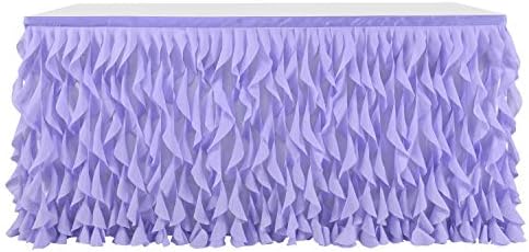 leegleri 9FT Lavender Purple Curly Willow Tulle Tutu Table Skirt for Rectangle or Round Table,Ruffle Table Skirts for Mermaid Party Baby Shower Decoration(9ft Table Skirt) by LeegleriTableSkirt