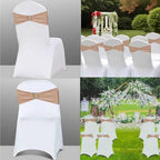 Beige Chair Sashes 50 Pack Spandex Beige Sashes for Chairs Covers Universal Stretch Chair Sashes Band with Heart Buckle Slider for Wedding Banquet Party Decorations - Image 5