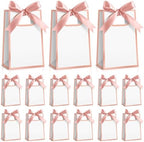 AmazingSpark 50 Pcs White Rose Gold Mini Gift Bags Bulk 6.3 x 3.9 x 2.8 Inch Party Favors Elegant Small Gift Bags with Handles and Ribbon Bows for Wedding Birthday Bridal Baby Shower Party Favors by Unknown