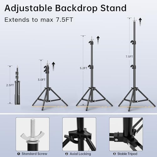 Backdrop Stand, 7.5x10 FT Adjustable Photography Background Stand Kit for Parties Photo Video Wedding - Image 3