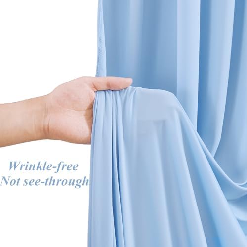 Shillance 20x10ft Baby Blue Backdrop Curtains with Lights Photo Drapes Wrinkle Free Fabric Backdrop Curtain for Wedding Birthday Party Baby Shower Bridal Shower Home Party Background Decorations - Image 5