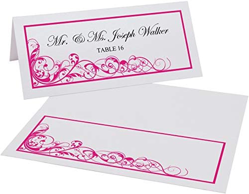 Scribble Vintage Swirl Printable Place Cards, Fuschia, Set of 150 (25 Sheet - Image 2