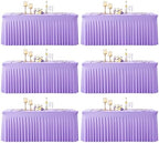 Suppromo 6 Pack 8ft Lavender Spandex Table Cloths for Rectangle Tables Wrinkle Free Light Purple Rectangle Tablecloths Stretch Fitted Table Cover for Birthday Party Wedding Banquet Baby Shower Buffet by Suppromo
