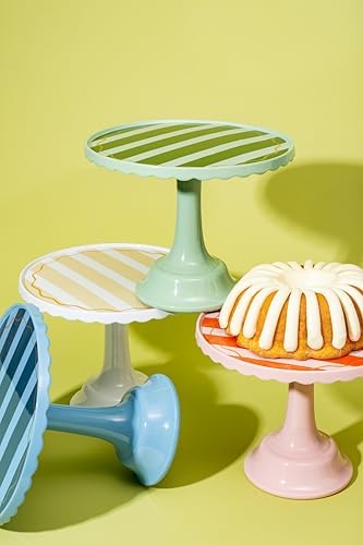 Cake Stand for Desserts & Entertaining - Light/Dark Green Stripe, 10.5" - Image 3