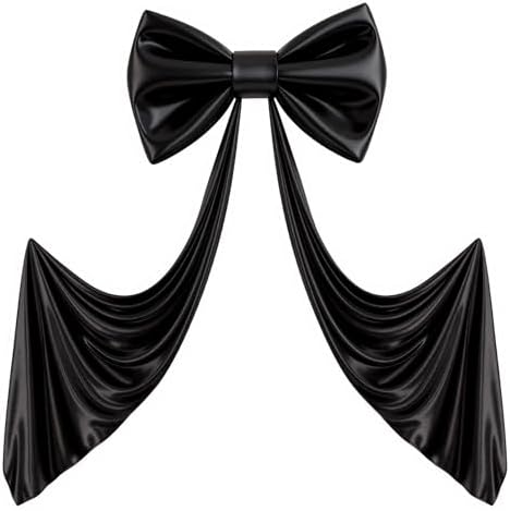 Giant Black Bow for Backdrop 80x24 Inches Large Satin Ribbon Bow Wall Decor for Wedding Birthday Baby Shower Party Photo Booth, Washable Reusable Big Bow for Nursery Bedroom Door Hanging Decoration by Gogoparti