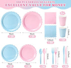 Vyntra 350 Pcs Pink and Blue Paper Plates and Napkins Party Supplies - Image 5