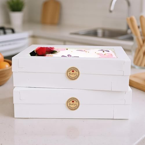10PCS 16x11x4inch White Sheet Cake Boxes with 10 Cake Boards for Birthday - Image 4