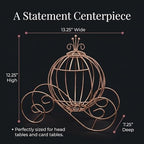 Rose Gold Wire Cinderella Coach Carriage Centerpiece, 12" - Image 3