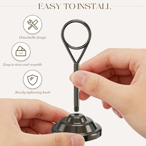 Urban Deco 16 Pieces Table Card Holder Place Card Holders 4 inches Steel Card Holders for Photos, Food Signs, Memo Notes, Weddings, Restaurants, Birthdays (Nickel Black Round) - Image 4