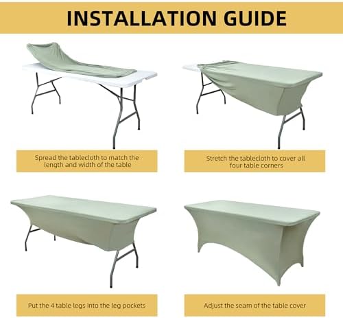 10-Pack 6ft Spandex Table Covers for Rectangle Standard Folding Tables - Wrinkle Resistant Stretch Tablecloths - Ultimate Fitted Table Protector for Parties, Banquet, Wedding - Image 5