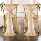 Pack of 75 Chiffon Chair Sashes for Wedding & Event Décor - Champagne Gold - Image 6