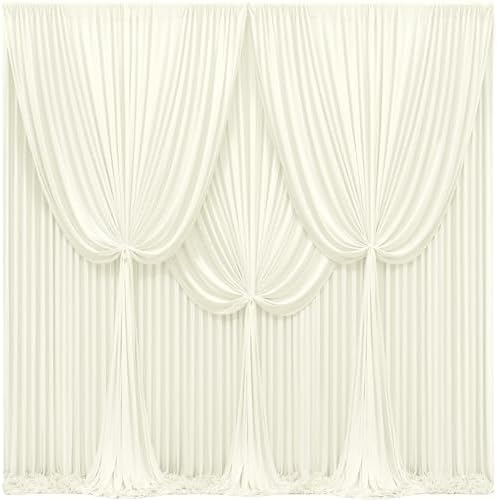 24x10FT Ivory Backdrop Curtains for Wedding Parties, Wrinkle Free Polyester Photography Backdrop Drapes for Wedding Baby Shower Birthday Parties Stage Background Stand Decorations 4x10ft,6 Panels by Partisky