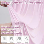 10×10ft Light Pink Curtains for Wedding Party Backdrop Decor-2 Panel 5×10ft - Image 5