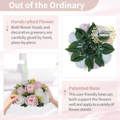 NUPTIO Flower Ball Centerpieces for Tables: Pink & White Artificial Rose - Image 4