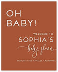 Andaz Press 16"x20" Personalized Canvas Baby Shower Welcome Sign, Gender Neutral Large Welcome Boho Terracotta Oh Baby Shower Sign for Easel Stand, Baby Shower Decorations by AndazPress