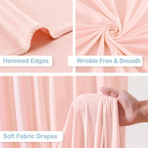 8 Panles Pale Pink Backdrop Curtains - Wrinkle Free Fabric Backdrop Curtain for Photoshoot,10ft Wedding Party Photo Backdrop Drapes for Birthday Baby Shower Photography Stage Background Decorations - Image 2