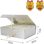 BoxSkivra Silver Extra Large Gift Box 19x16x6 Inch Jumbo Box, 3 Pack - Image 3
