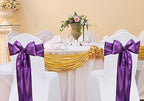 Pack of 50 Satin Purple Chair Sashes Bows 7 X 108 Inch Universal Chair Ribbons Ties for Wedding Ceremony Party Birthday Anniversary Engagement Banquet Outdoor Event Decorations - Image 2