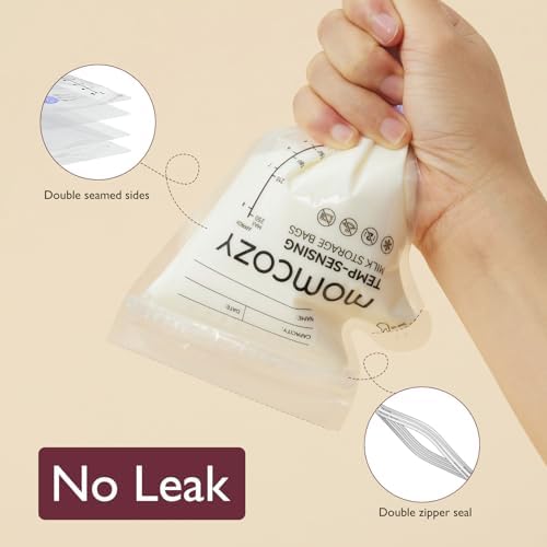 Momcozy 8oz Breastmilk Storage Bags,Temp-Sensing & Pour Spout,120 Count - Image 6