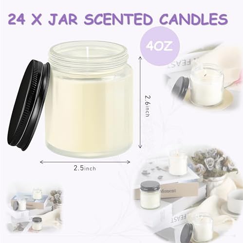 ACITHGL 24 Pcs 4oz Mini Mason Jar Candles Small Lavender Scented Candles Bulk Aromatherapy Ideal Souvenir Favors for Wedding Birthday Party (Black, 24) - Image 2