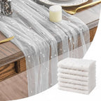 Artoid Mode 6-Pack Pearl White Gauze Table Runner 10FT Home Decor by ArtoidMode
