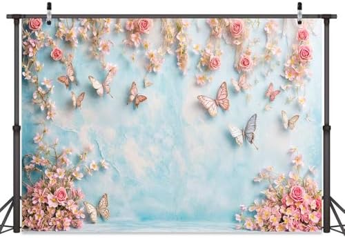 10x8ft Butterfly Floral Backdrop Birthday Colorful Flowers Photo Background for Girls Wedding Birthday Party Girls Princess Butterfly Theme Baby Shower Events Party Decorations Photo Booth Props - Image 4