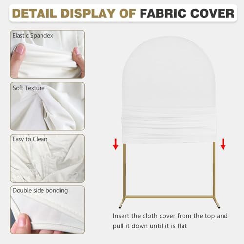 Arch Backdrop Stand and Cover Set, 3 Metal Balloon Arch Backdrop 7.2ft 6.6ft 6ft, Gold Arched Stand Frame for Wedding, Parties,Birthday, Backdrop Decorations (White,7.2ft+6.6ft+6ft) - Image 4