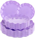 LIYH 24Pcs Purple Plastic Plates Reusable For Party Dinner Events&Birthdays by LIYHLoveinyourheart