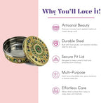 LOVENSPIRE Meenakari Stainless Steel Storage Box with Lid (1 Kg) Decorative Round Indian Food Container for Sweets, Kitchen Items & Return Gift Favors Pack of 4 - Image 3
